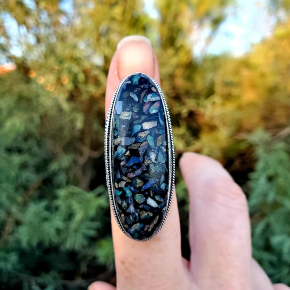 New Amazing Copper Ethiopian Opal 925 Silver Statement Ring. - Picture 12 of 16